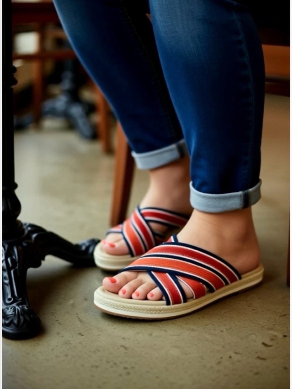 Lane Bryant Striped Crossband Slide Sandals Dream Cloud Criss-Cross Slide 10W
